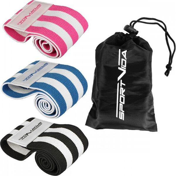 SportVida Hip Band SV-HK0364 różne poziomy oporu w zestawie wielokolorowy 3 szt.