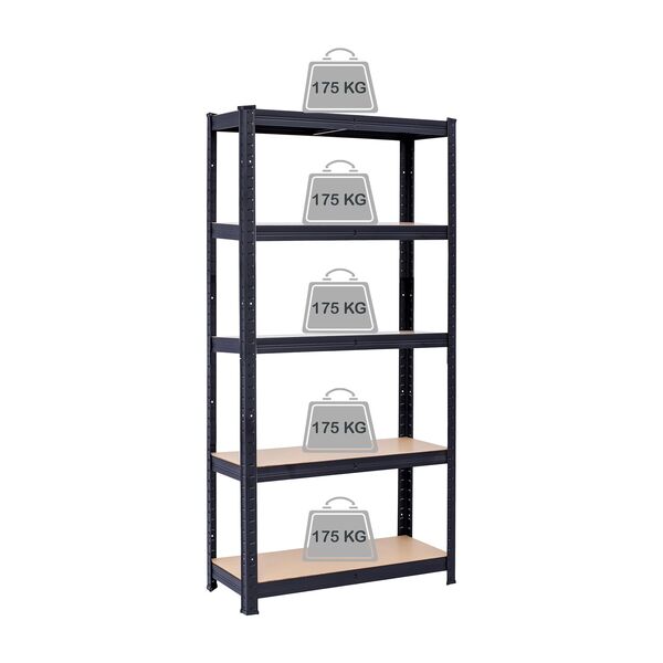 4IQ Ράφι αποθήκευσης - ράφι, 180x90x40 cm, 175kg, μαύρο