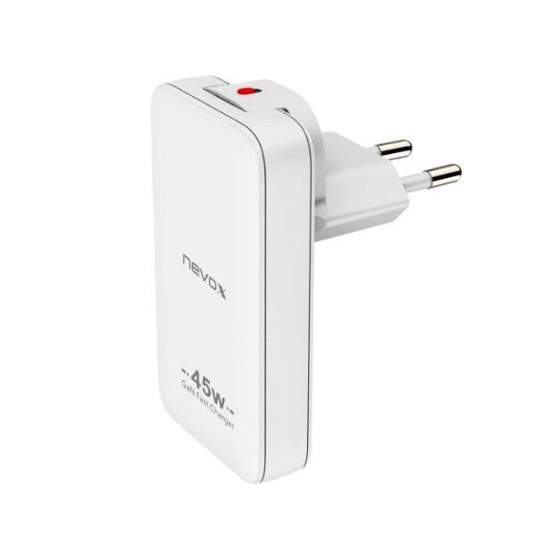 nevox 45W Διπλός Λεπτός Φορτιστής GaN USB-C/USB EU/US λευκό