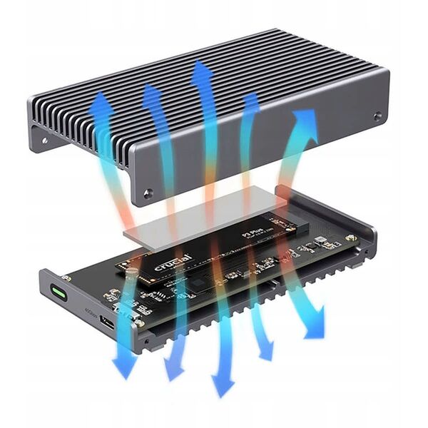 0 TB DataFlash USB4 SSD, περίβλημα για NVMe PCIe SSD USB4 (40 Gbit/s), συμβατό με Thunderbolt 3&4 και USB4 & USB-C θύρες, USB4 (USB-C) ομοαξονικό καλώδιο, 2'800 MB/s, USB-C