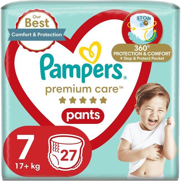 Sauskelnės-kelnaitės PAMPERS Premium Care Pants, 7 dydis, 17+kg, 27 vnt