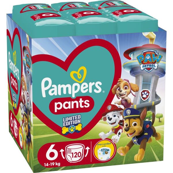 Sauskelnės-kelnaitės Pampers Pants Paw Patrol, 6 (14-19kg), 120 vnt.