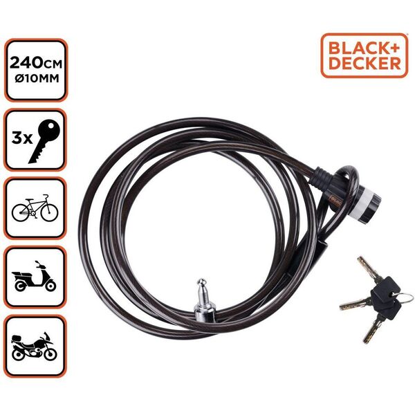 ZAPIĘCIE ROWEROWE LINKA NA ZAMEK 10x2400MM FAMILY BLACK+DECKER