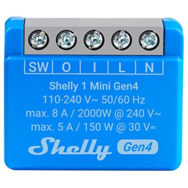 Shelly Relais "1 Mini Gen4" WLAN BT max. 8A 1 Kanal WLAN Matter Zigbee Bluetooth Unterputz