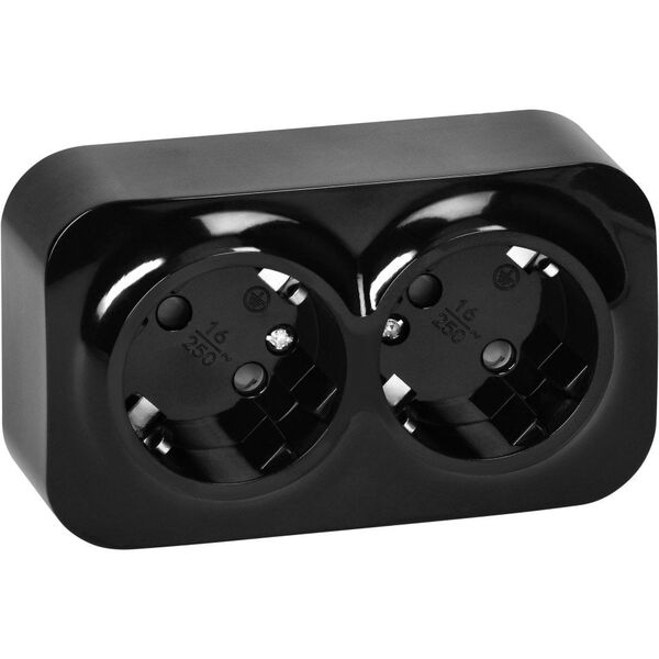 ToDo Gniazdo podwójne 2x2P+Z, 16A/230VAC, IP20,Schuko,Czarne10 sztuk