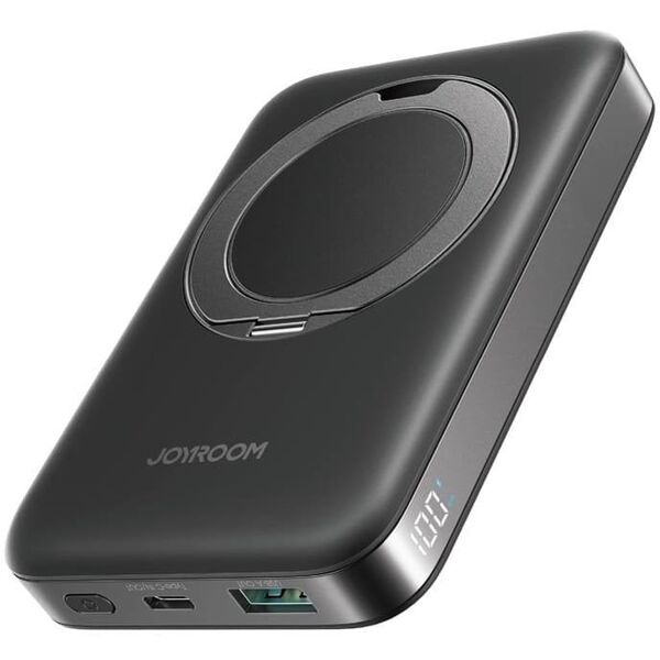 Magnetyczny bezprzewodowy powerbank Joyroom JR-PBM12 22,5W z uchwytem (czarny)