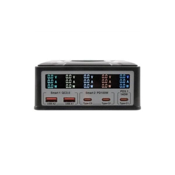 EXSYS EX-1107 Multiport High Power Charger mit QI 15W und USB-C PD mit max. 260W