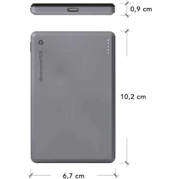 dbramante1928 re-charge, 5000 mAh, Wireless charging, 3.87 V, Grey
