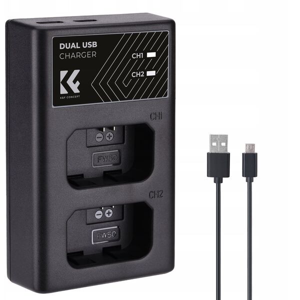 Διπλός Φορτιστής Usb Για Np-fw50 Sony A6000 A6500 A6300 A6400 A7 R S Ii / Kf28.0009