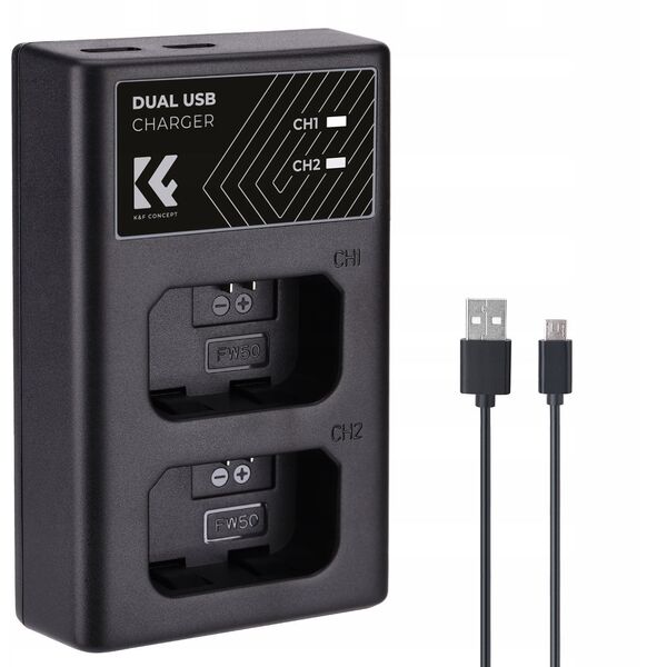 Διπλός Φορτιστής Usb Για Np-fw50 Sony A6000 A6500 A6300 A6400 A7 R S Ii / Kf28.0009