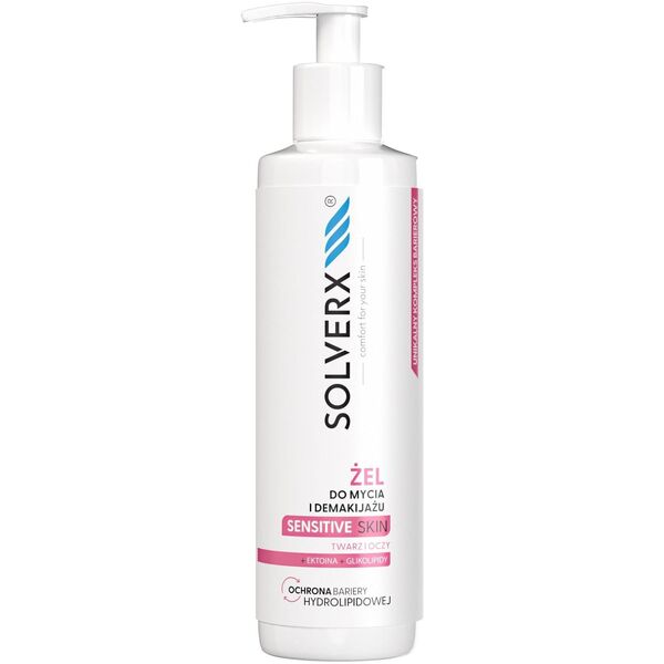 SOLVERX Sensitive Skin Żel do mycia i demakijażu twarzy i oczu 200 ml