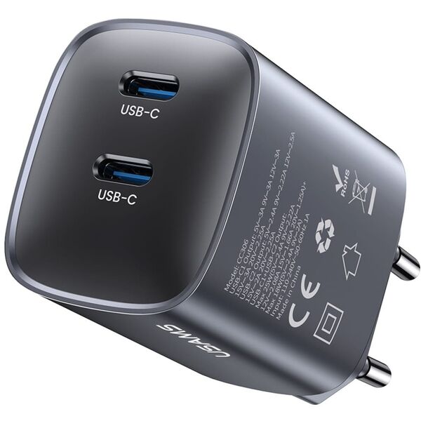 Ładowarka sieciowa USAMS CC305 T66 45W GaN 2xUSB-C tarnish