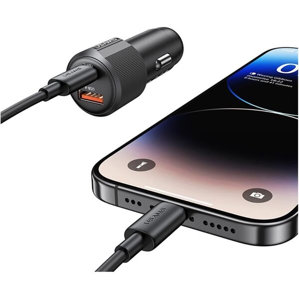 Φορτιστής αυτοκινήτου USAMS YT Series CC283 60W 1xUSB-A 1xUSB-C μαύρο