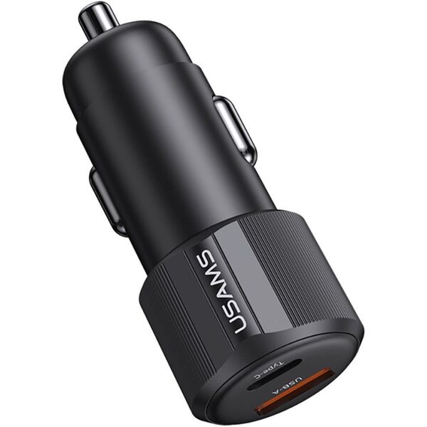 Φορτιστής αυτοκινήτου USAMS YT Series CC283 60W 1xUSB-A 1xUSB-C μαύρο