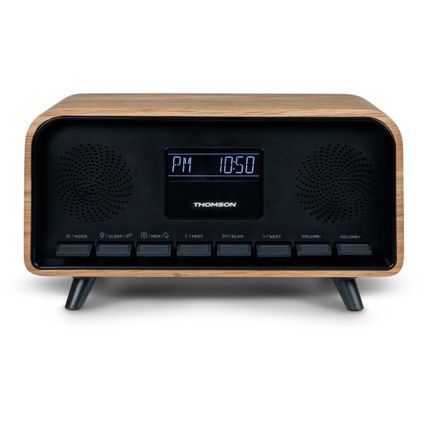 Thomson Głośnik drewniany bezprzewodowy COSY Bluetooth Radio FM Alarm LCD 30W