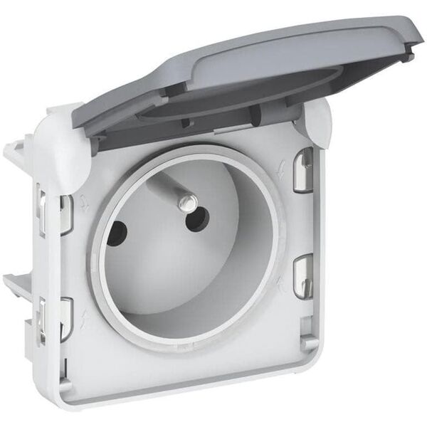 Υποδοχή στεγανή Legrand Plexo55 069551 μονή με γείωση IP55 με κλείστρα γκρι