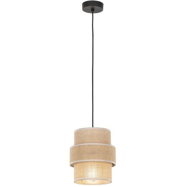 Φωτιστικό κρεμαστό TKKRYWULT Calisto 5401 1x15W E27 γιούτα/μαύρο