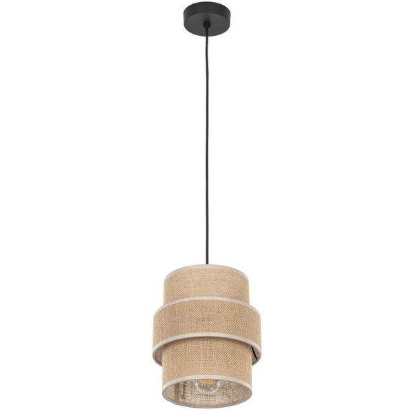 Φωτιστικό κρεμαστό TKKRYWULT Calisto 5401 1x15W E27 γιούτα/μαύρο