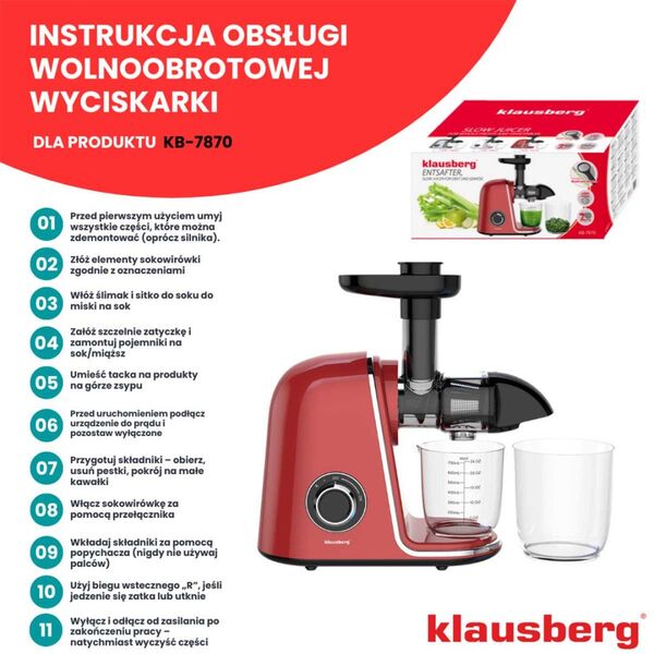 ΑΠΟΣΤΑΚΤΗΡΑΣ ΧΥΜΟΥ ΑΡΓΗΣ ΠΙΕΣΗΣ KLAUSBERG KB-7870