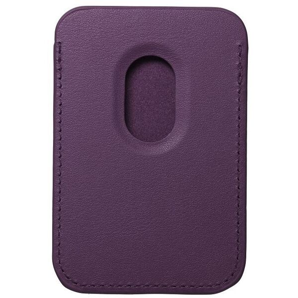 Μαγνητικό πορτοφόλι για κάρτες LEATHER MAG WALLET συμβατό με MagSafe σκούρο μοβ