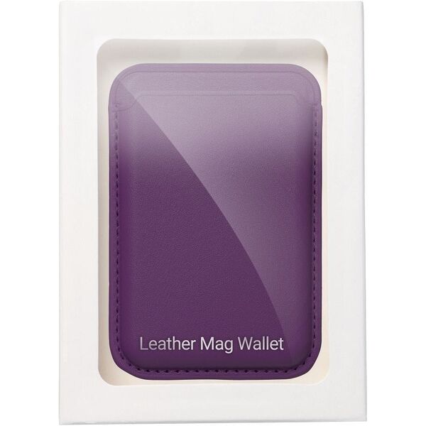 Μαγνητικό πορτοφόλι για κάρτες LEATHER MAG WALLET συμβατό με MagSafe σκούρο μοβ