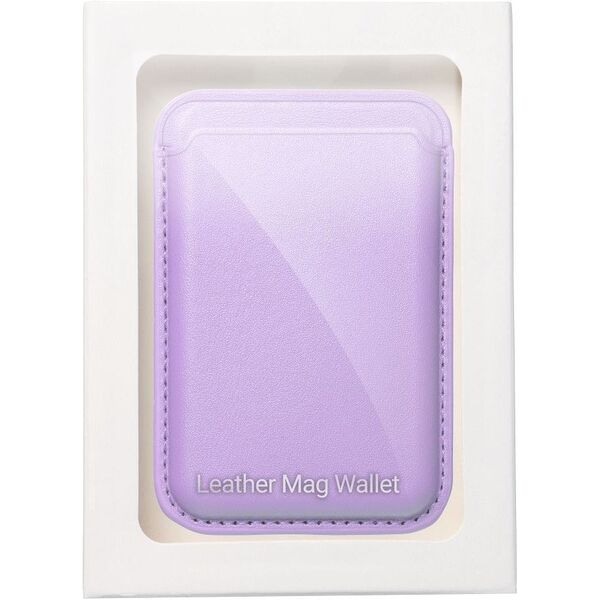 Μαγνητικό πορτοφόλι για κάρτες LEATHER MAG WALLET συμβατό με MagSafe λιλά