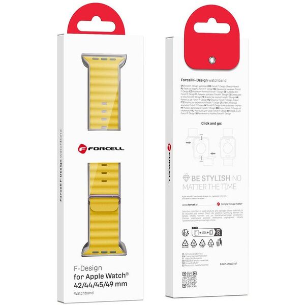 Λουράκι για Apple Watch FORCELL F-Design FA12 τρύπες σιλικόνης 42 / 44 / 45 / 49 mm κίτρινο