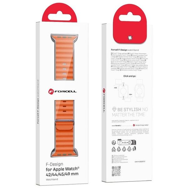 Λουράκι για Apple Watch FORCELL F-Design FA13 πόρπη πολυεστερική ίνα 42 / 44 / 45 / 49 mm πορτοκαλί