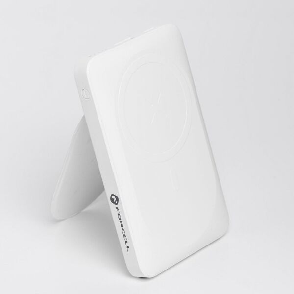 Φορητός φορτιστής συμβατός με MagSafe FORCELL F-Energy MagStand F10K2 QC3.0 PD 5A 20W 10000 mAh λευκός