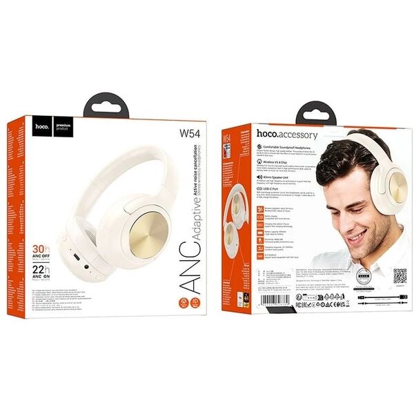 HOCO Słuchawki Bezprzewodowe Bluetooth W54 ANC Białe