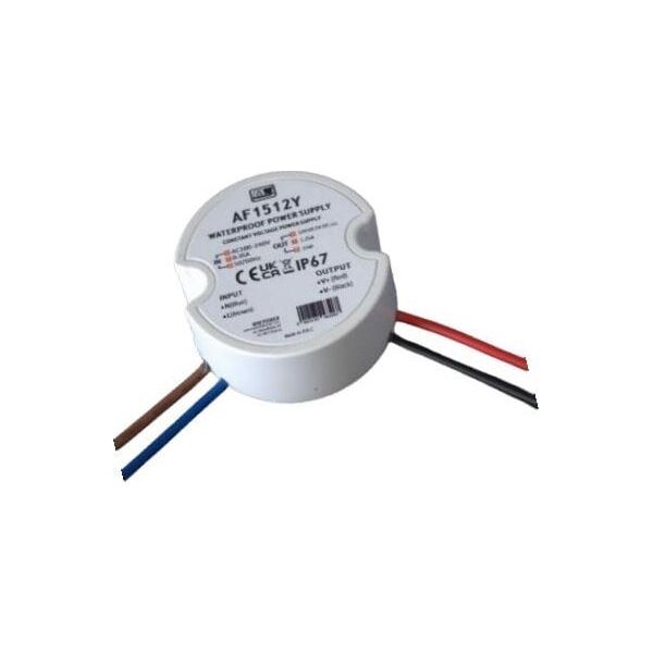 MW Power 15W 12V/1.25A round LED power supply, IP67