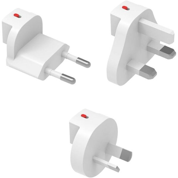 Προσαρμογέας ταξιδιού 4smarts Worldplug για GaN Flex, Hybrid Charger 6in1, FlatPlug Slim (UK, EU, AU) 3 τεμάχια λευκό
