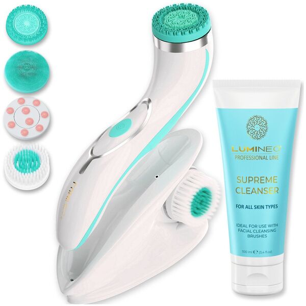Lumineo Professional line szczoteczka do twarzy brush pro turkusowa + Żel oczyszczajacy lumineo do wszystkich typów cery 100 ml