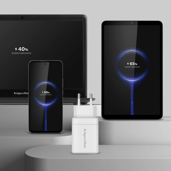 Ładowarka Kruger&Matz Ładowarka sieciowa Kruger&amp|Matz 45 W GaN z funkcją Power Delivery i Quick Charge