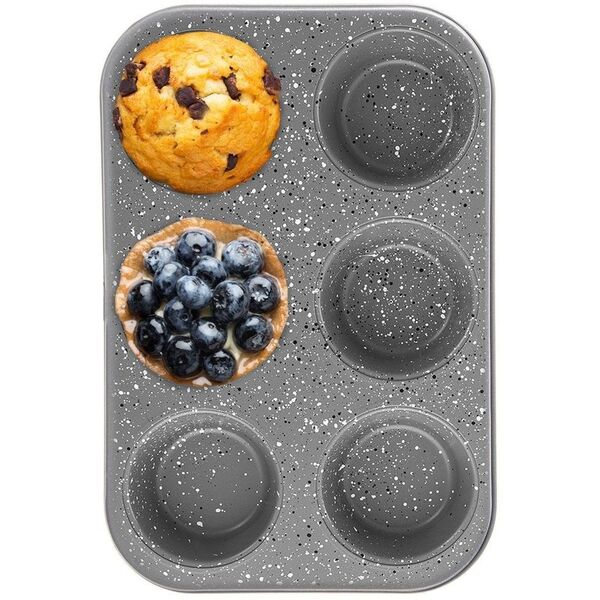 Forma do pieczenia dużych muffinek granitowa 6 szt. babeczek GRANDE 32x22 cm