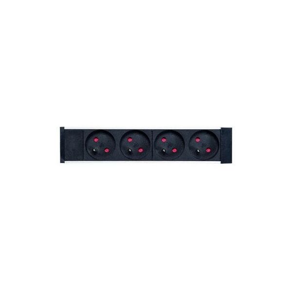 Lanview POWER STRIP 10" - 4WAY - ALUMINIUM FINISH - 2M CABLE