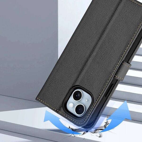 Etui do iPhone 15 Dux Ducis Lawa Skórzane Portfel MagSafe Czarne