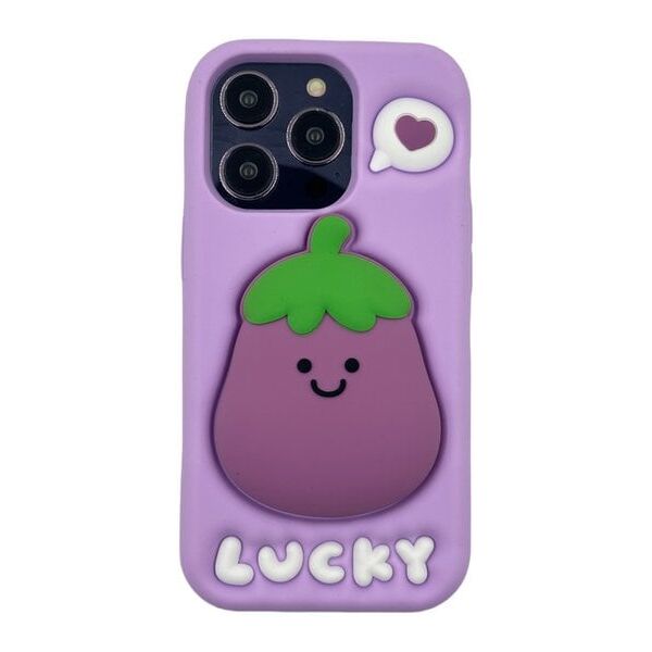 ETUI CASE 3D BAKŁAŻAN Z UCHWYTEM IPHONE 13 PRO standard