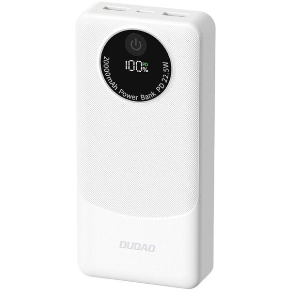 Dudao K12 powerbank 10000mAh 22.5 Watt Hvid