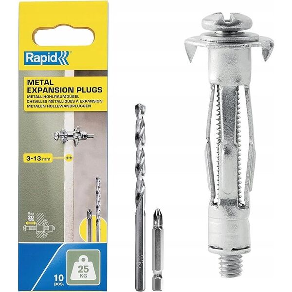 Anchors 3-13 mm. for walls, Rapid 10 pcs. max 25 kg.
