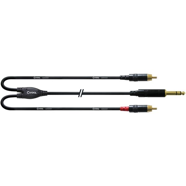 Cordial signal cable, 6.3 mm to 2 x RCA, 3 m