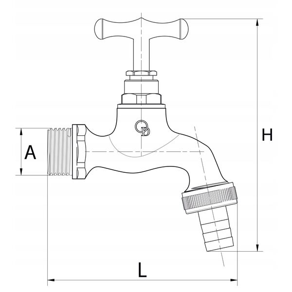 Diamond zawór wypływowy ze złączką do węża 1/2", żółty polerowany ART.206-1/2.Y
