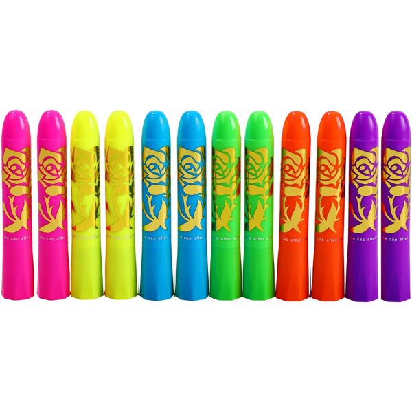 Zestaw Do Malowania Twarzy Pisaki Kredki Neonowe UV Fluorescencyjne 12szt LEAN