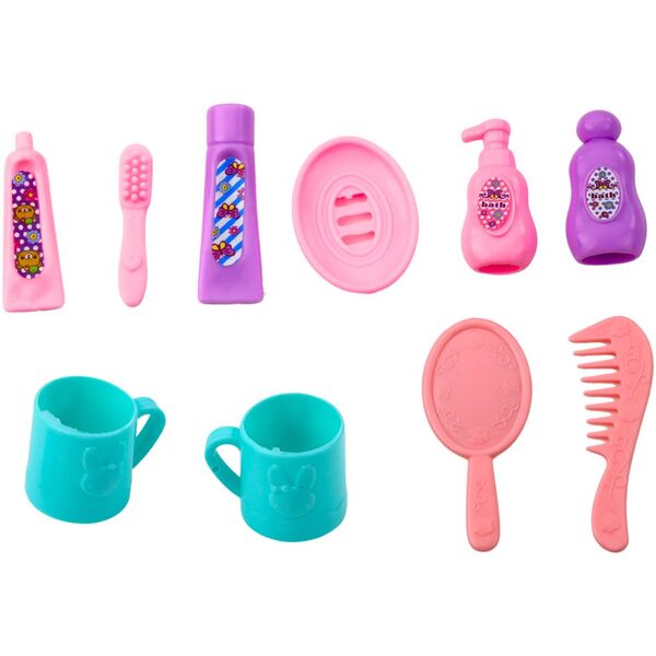Zestaw Mini Laleczka Akcesoria Do Pielęgnacji Różowa Sukienka LEAN TOYS