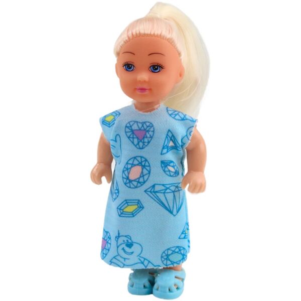 Zestaw Mini Laleczka Słodkie Akcesoria Niebieska Sukienka LEAN TOYS
