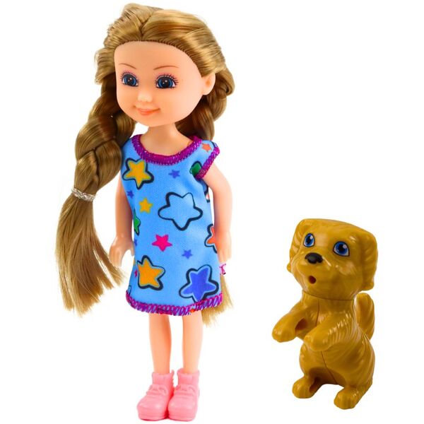 Zestaw Mini Laleczka W Sukience Z Pieskiem 14,5cm Mix LEAN TOYS