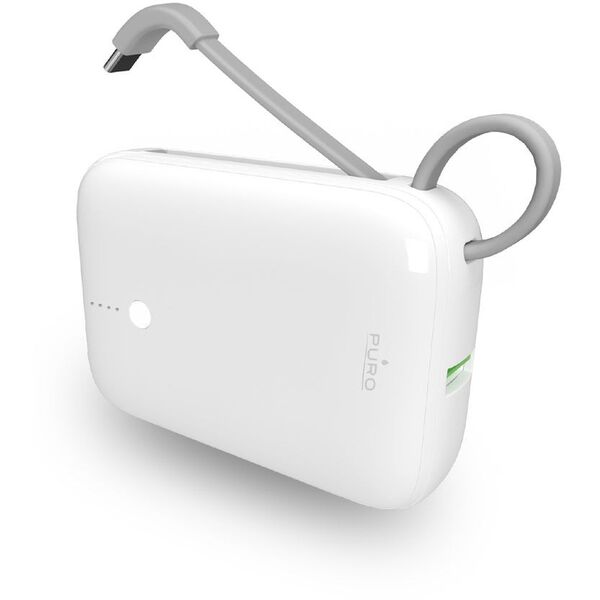 Powerbank Puro Power Link 10 Plus 10000 mAh z wbudowanym kablem USB-C – biały