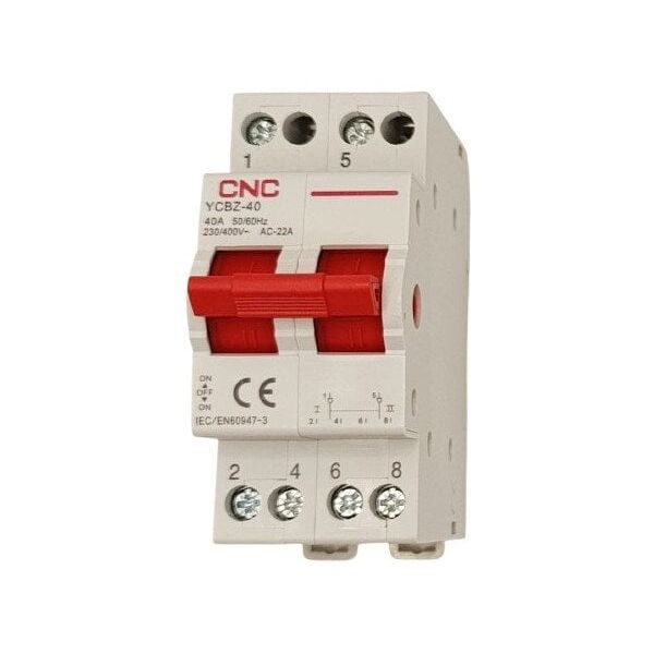 Μονοφασικός διακόπτης CNC YCBZ-40, 2P, 40A, 1-0-2