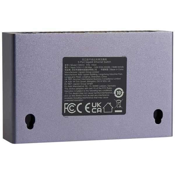 Przełącznik Switch UGREEN CM633 5-portowy GigaBit Ethernet (czarny)