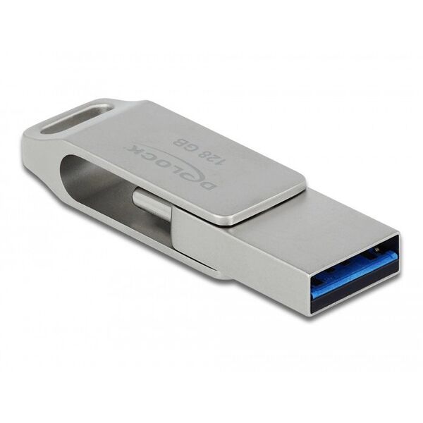DeLOCK Pendrive USB-C + Typ-A 5 Gbps 128 GB - metalowa obudowa